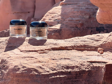 Sacred + Clear Aromatic incense set. sandalwood powder and palo santo powder. Natural Powdered incense gift set.