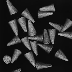 peruvian palo santo incense cones scanned in black and white 